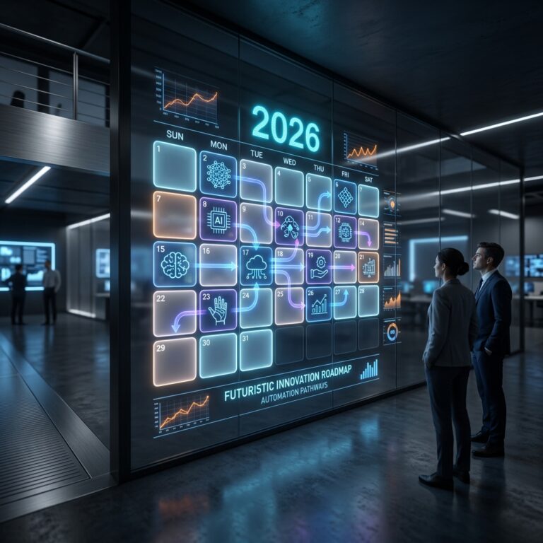 2026 calendar with AI and automation icons