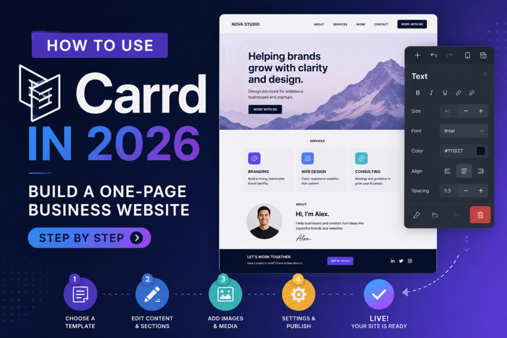 How to use Carrd to build a one page business website step by step