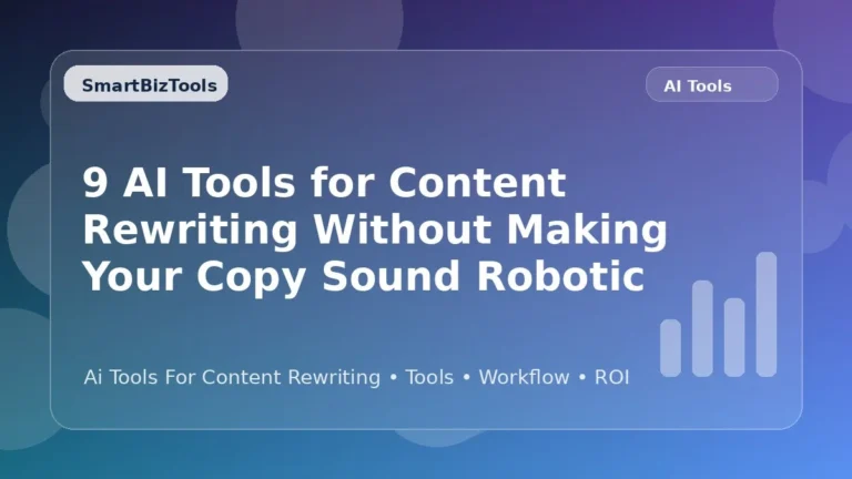 AI-generated SmartBizTools feature image for 9 AI Tools for Content Rewriting Without Making Your Copy Sound Robotic